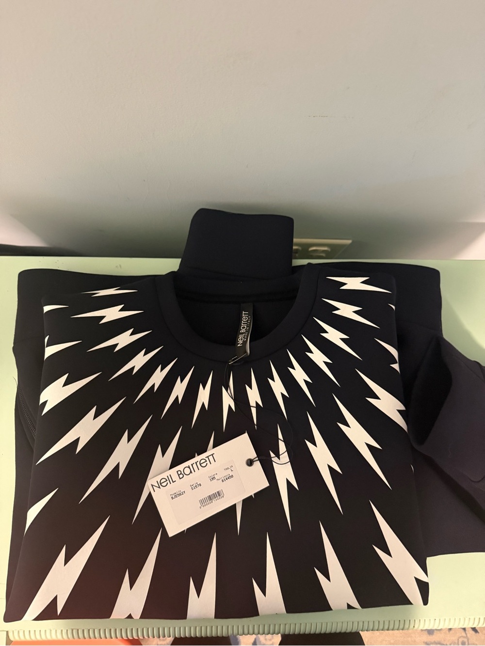 Neil Barrett BOLT Neoprene Bonded Oversized Side Zip Sweatshirt Size L Luxury - Picture 4 of 6